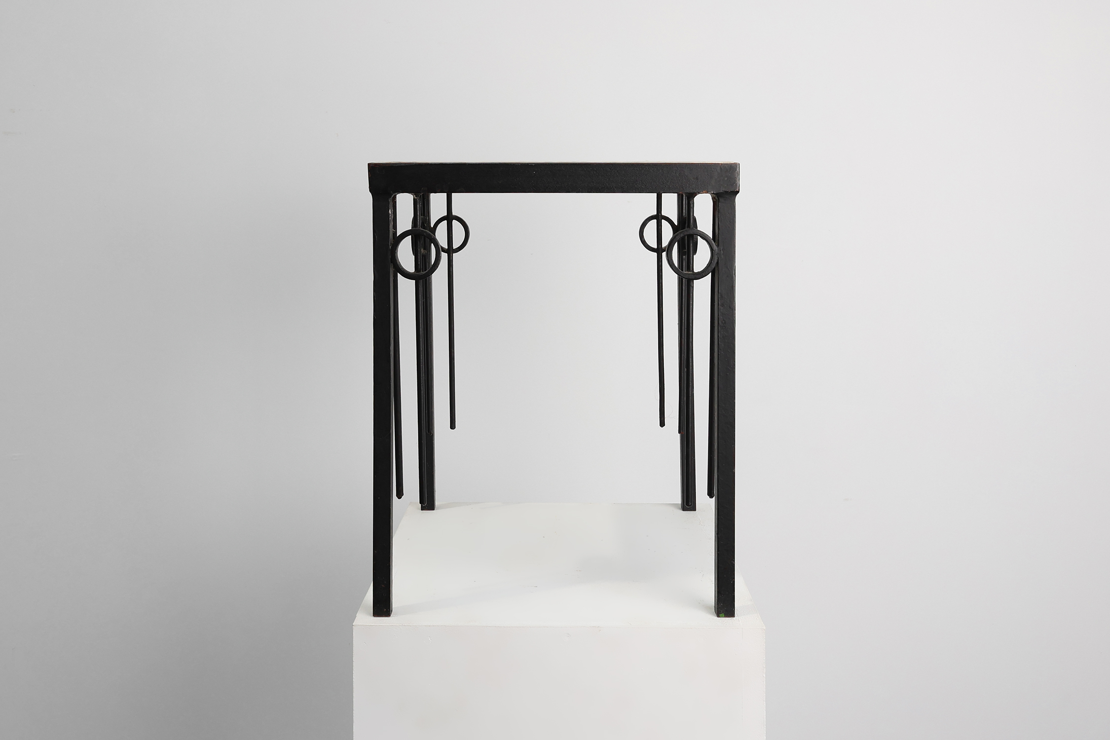 Pia Manu square Cast Iron and Marble Side Table, Belgium 1960sthumbnail